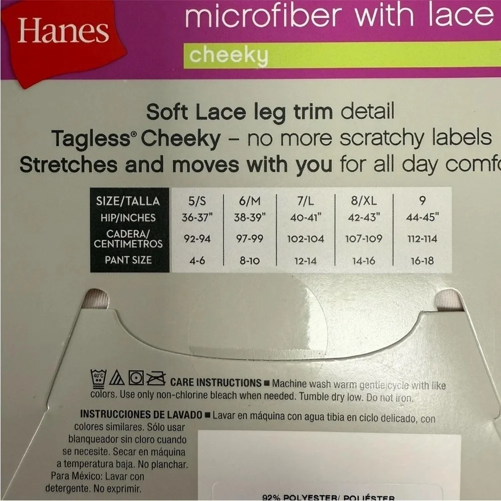 Hanes Women’s Cheeky Panties XL/8 Microfiber W/ Lace Underwear 4 Pair (2 -2 Pks)